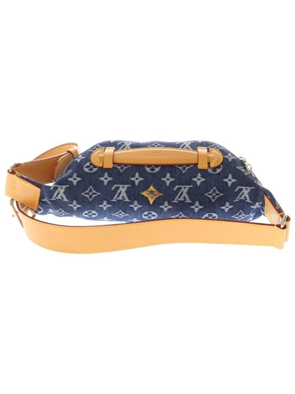 Louis Vuitton Monogram Flower Denim Rush Bum Bag Indigo Blue Brown Leather - Picture 2 of 6